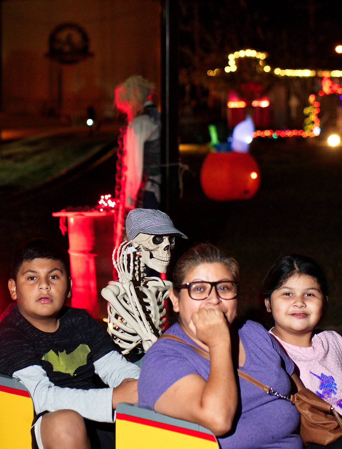 The mini-train was haunted by many a passenger Saturday. [See more spooks, if you dare.]
